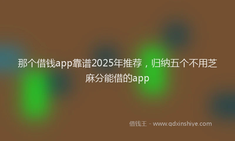 那个借钱app靠谱2025年推荐，归纳五个不用芝麻分能借的app