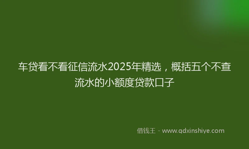 车贷看不看征信流水2025年精选，概括五个不查流水的小额度贷款口子