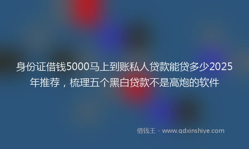 身份证借钱5000马上到账私人贷款能贷多少2025年推荐，梳理五个黑白贷款不是高炮的软件