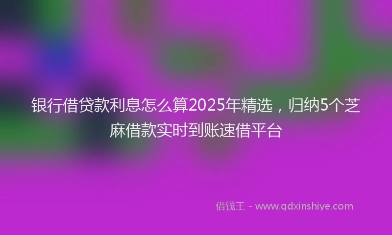 银行借贷款利息怎么算2025年精选，归纳5个芝麻借款实时到账速借平台