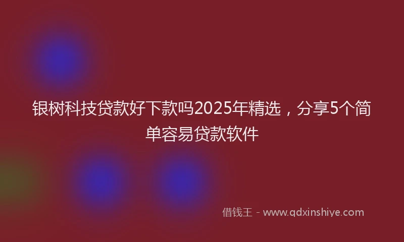 银树科技贷款好下款吗2025年精选，分享5个简单容易贷款软件