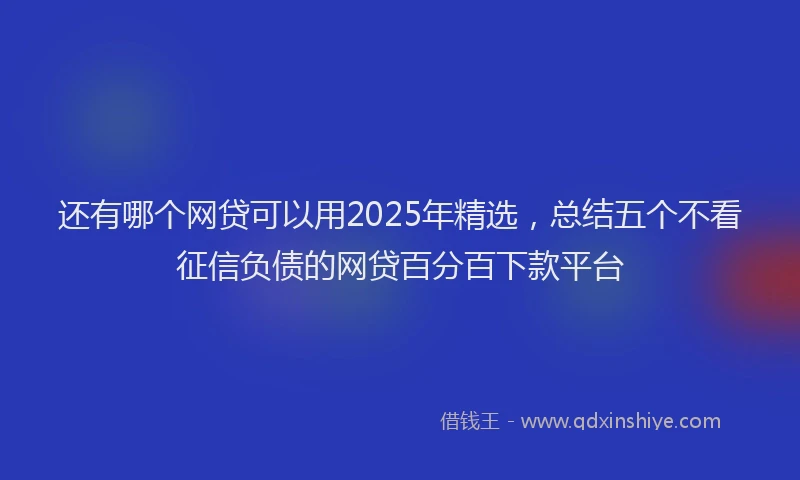 还有哪个网贷可以用2025年精选，总结五个不看征信负债的网贷百分百下款平台