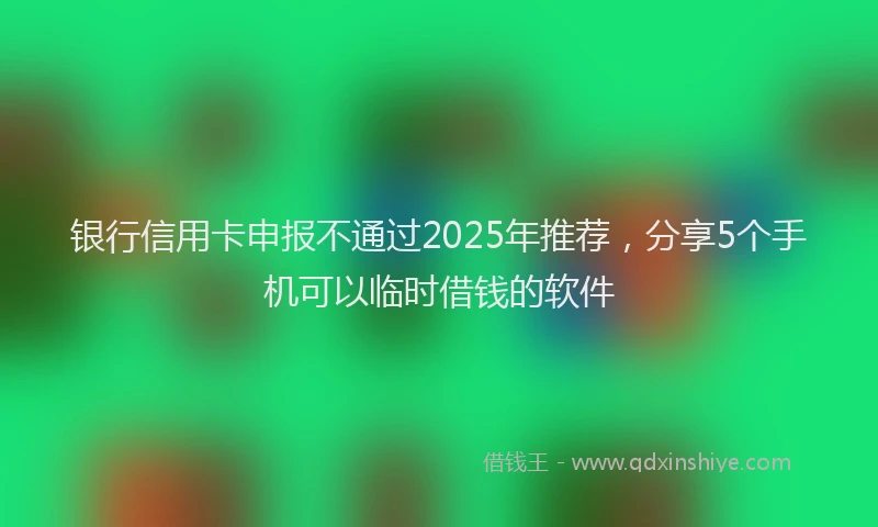 银行信用卡申报不通过2025年推荐，分享5个手机可以临时借钱的软件