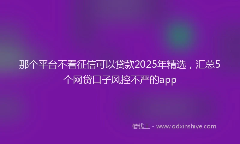 那个平台不看征信可以贷款2025年精选，汇总5个网贷口子风控不严的app