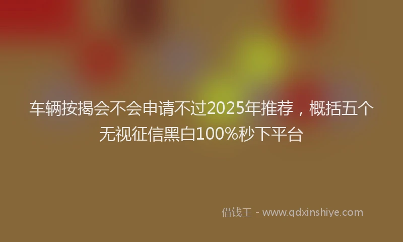车辆按揭会不会申请不过2025年推荐，概括五个无视征信黑白100%秒下平台