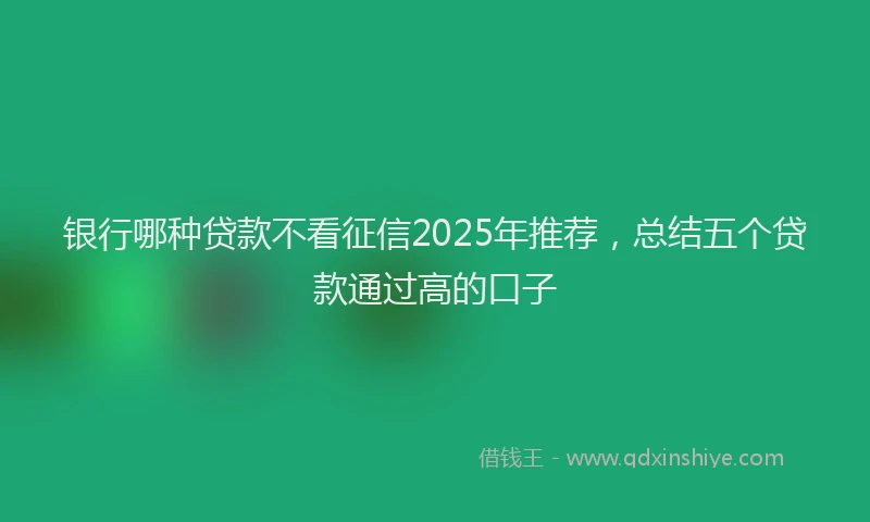 银行哪种贷款不看征信2025年推荐，总结五个贷款通过高的口子