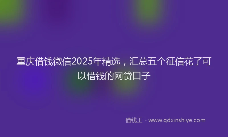 重庆借钱微信2025年精选，汇总五个征信花了可以借钱的网贷口子
