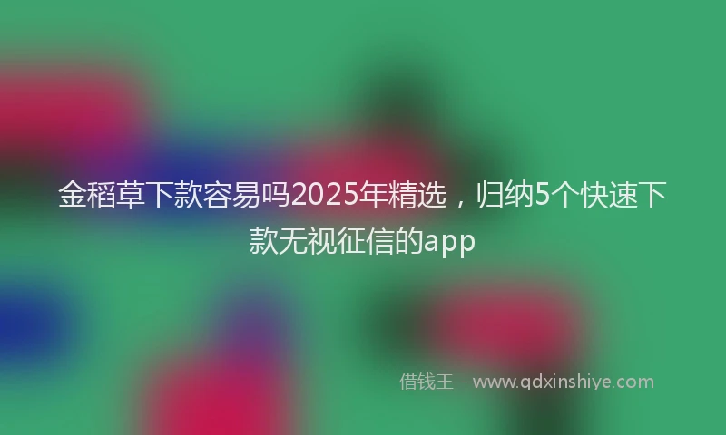 金稻草下款容易吗2025年精选，归纳5个快速下款无视征信的app