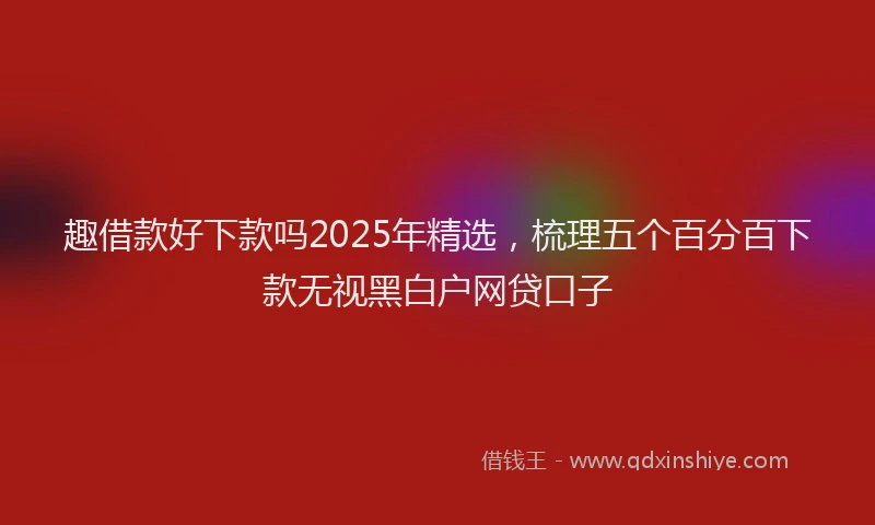 趣借款好下款吗2025年精选，梳理五个百分百下款无视黑白户网贷口子