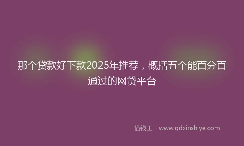 那个贷款好下款2025年推荐，概括五个能百分百通过的网贷平台