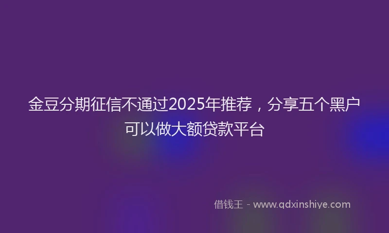 金豆分期征信不通过2025年推荐，分享五个黑户可以做大额贷款平台