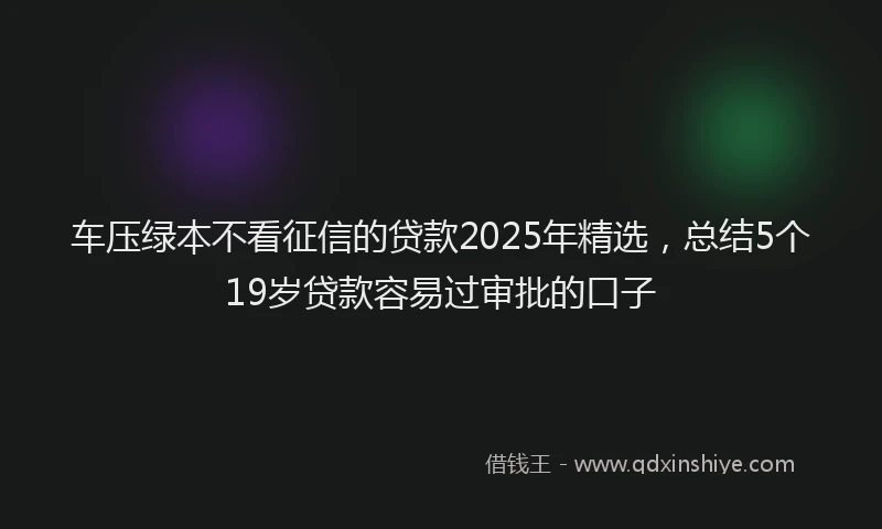 车压绿本不看征信的贷款2025年精选，总结5个19岁贷款容易过审批的口子