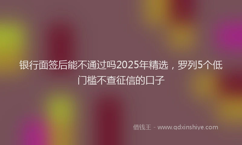 银行面签后能不通过吗2025年精选，罗列5个低门槛不查征信的口子