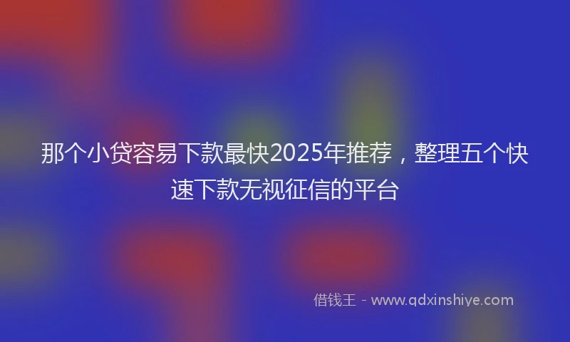 那个小贷容易下款最快2025年推荐，整理五个快速下款无视征信的平台