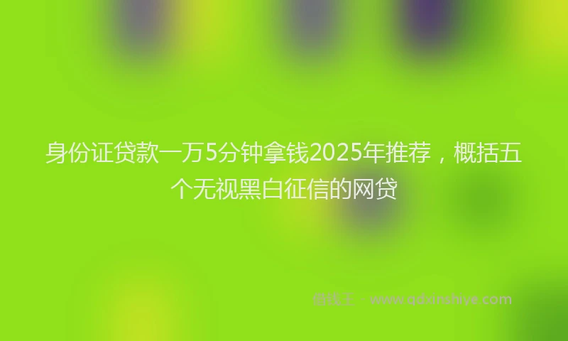 身份证贷款一万5分钟拿钱2025年推荐，概括五个无视黑白征信的网贷