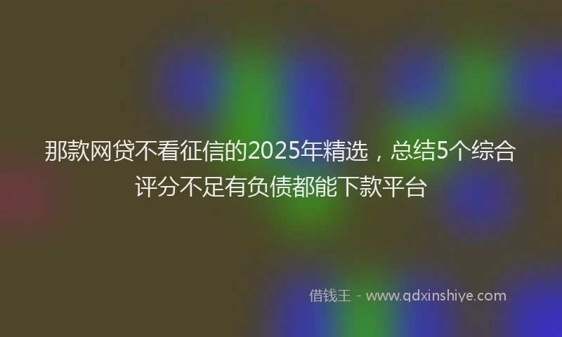 那款网贷不看征信的2025年精选，总结5个综合评分不足有负债都能下款平台