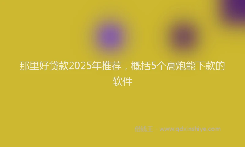 那里好贷款2025年推荐，概括5个高炮能下款的软件