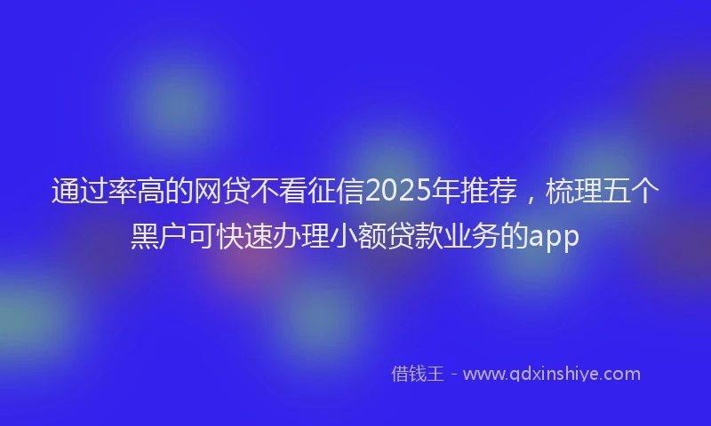 通过率高的网贷不看征信2025年推荐，梳理五个黑户可快速办理小额贷款业务的app