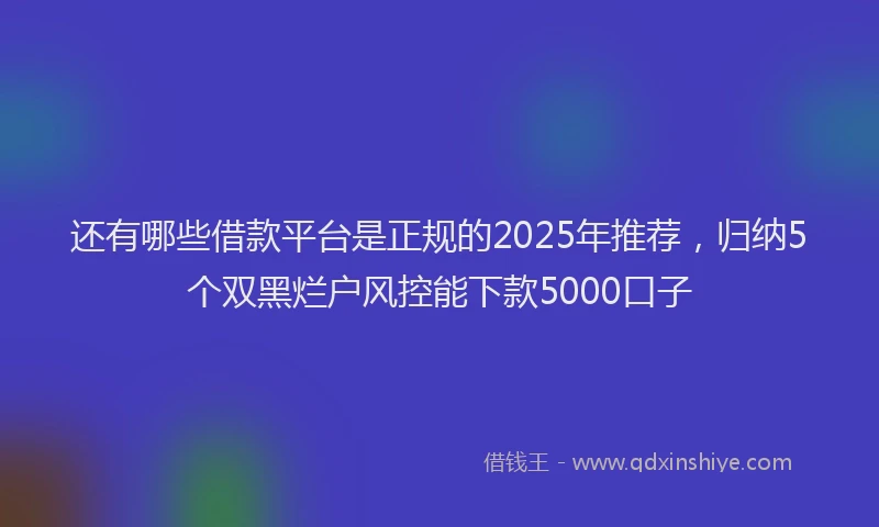 还有哪些借款平台是正规的2025年推荐，归纳5个双黑烂户风控能下款5000口子