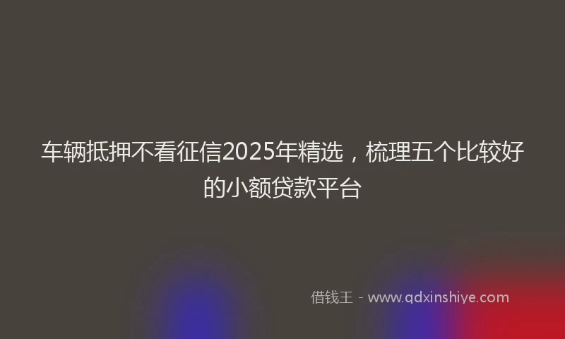 车辆抵押不看征信2025年精选，梳理五个比较好的小额贷款平台