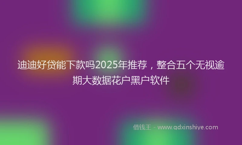 迪迪好贷能下款吗2025年推荐，整合五个无视逾期大数据花户黑户软件