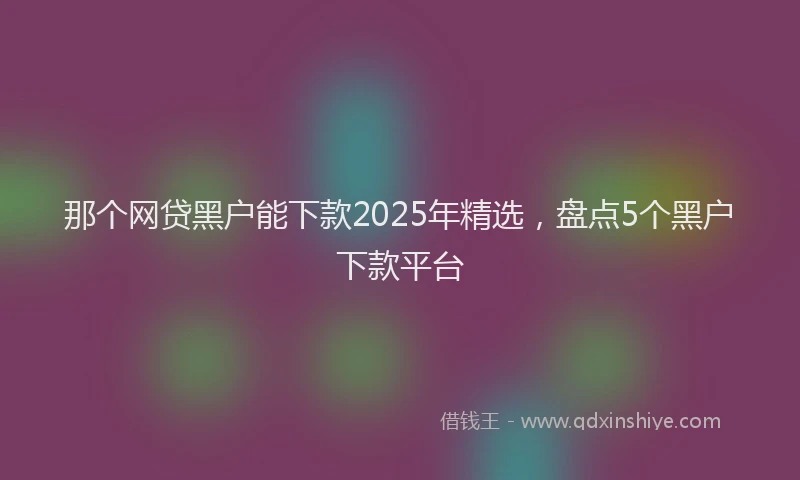 那个网贷黑户能下款2025年精选，盘点5个黑户下款平台