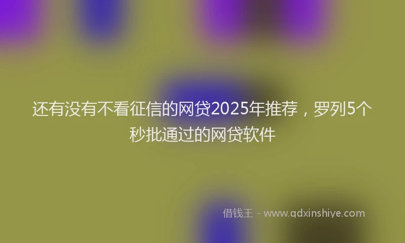还有没有不看征信的网贷2025年推荐，罗列5个秒批通过的网贷软件