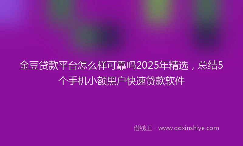 金豆贷款平台怎么样可靠吗2025年精选，总结5个手机小额黑户快速贷款软件