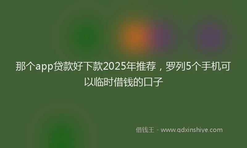 那个app贷款好下款2025年推荐，罗列5个手机可以临时借钱的口子