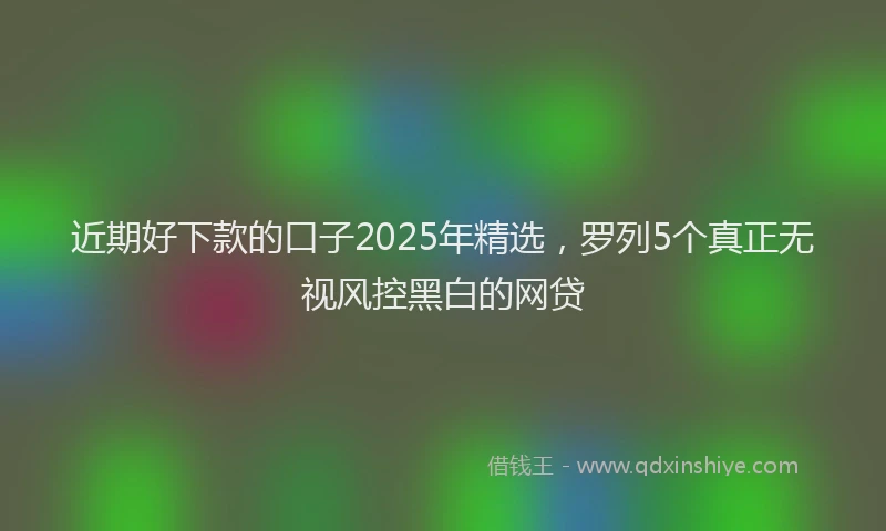 近期好下款的口子2025年精选，罗列5个真正无视风控黑白的网贷