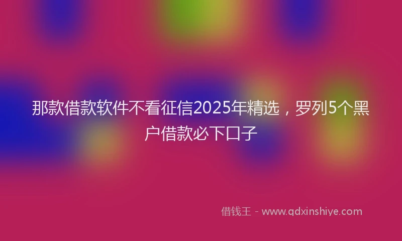 那款借款软件不看征信2025年精选，罗列5个黑户借款必下口子