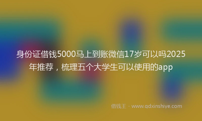 身份证借钱5000马上到账微信17岁可以吗2025年推荐，梳理五个大学生可以使用的app