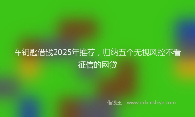 车钥匙借钱2025年推荐，归纳五个无视风控不看征信的网贷