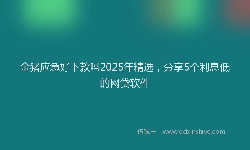 金猪应急好下款吗2025年精选，分享5个利息低的网贷软件