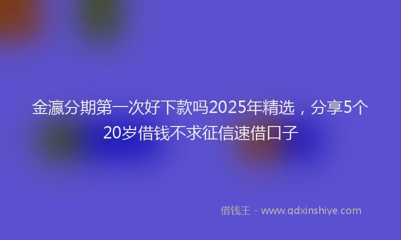 金瀛分期第一次好下款吗2025年精选，分享5个20岁借钱不求征信速借口子