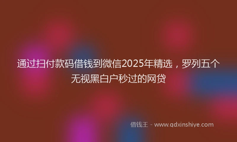 通过扫付款码借钱到微信2025年精选，罗列五个无视黑白户秒过的网贷