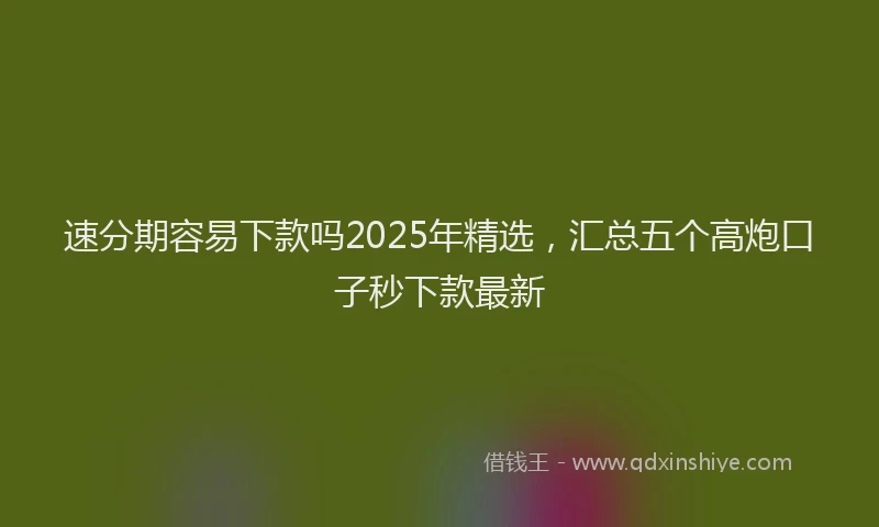 速分期容易下款吗2025年精选，汇总五个高炮口子秒下款最新