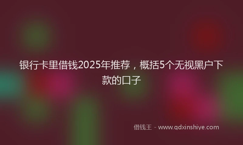 银行卡里借钱2025年推荐，概括5个无视黑户下款的口子