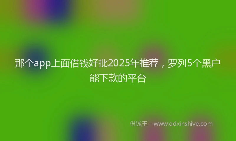那个app上面借钱好批2025年推荐，罗列5个黑户能下款的平台