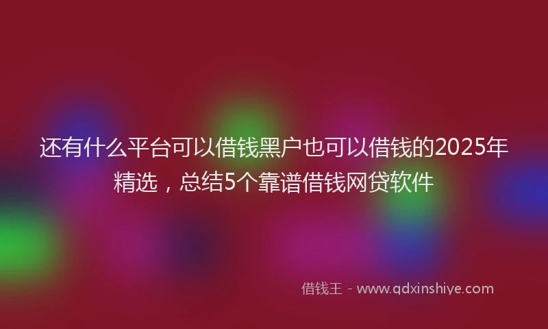 还有什么平台可以借钱黑户也可以借钱的2025年精选，总结5个靠谱借钱网贷软件