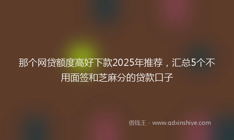 那个网贷额度高好下款2025年推荐，汇总5个不用面签和芝麻分的贷款口子