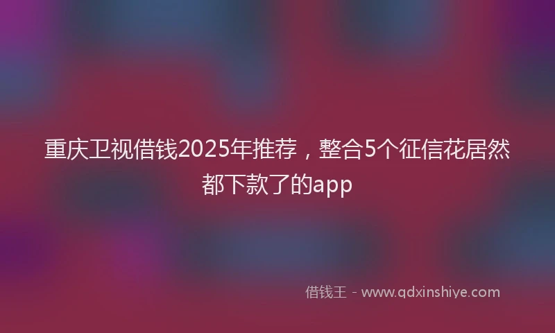 重庆卫视借钱2025年推荐，整合5个征信花居然都下款了的app