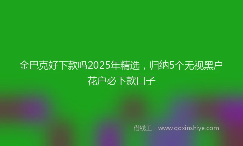 金巴克好下款吗2025年精选，归纳5个无视黑户花户必下款口子