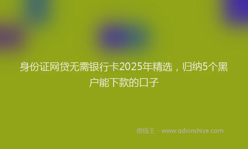 身份证网贷无需银行卡2025年精选，归纳5个黑户能下款的口子