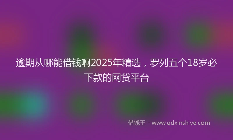 逾期从哪能借钱啊2025年精选，罗列五个18岁必下款的网贷平台