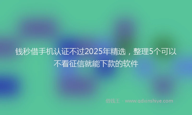 钱秒借手机认证不过2025年精选，整理5个可以不看征信就能下款的软件