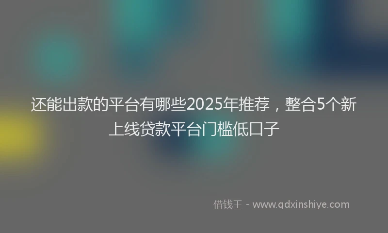 还能出款的平台有哪些2025年推荐，整合5个新上线贷款平台门槛低口子