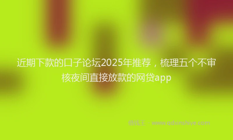 近期下款的口子论坛2025年推荐，梳理五个不审核夜间直接放款的网贷app