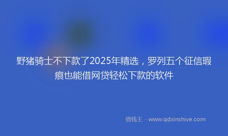 野猪骑士不下款了2025年精选，罗列五个征信瑕疵也能借网贷轻松下款的软件
