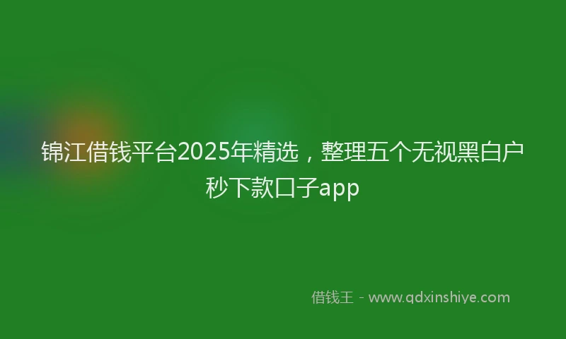 锦江借钱平台2025年精选，整理五个无视黑白户秒下款口子app